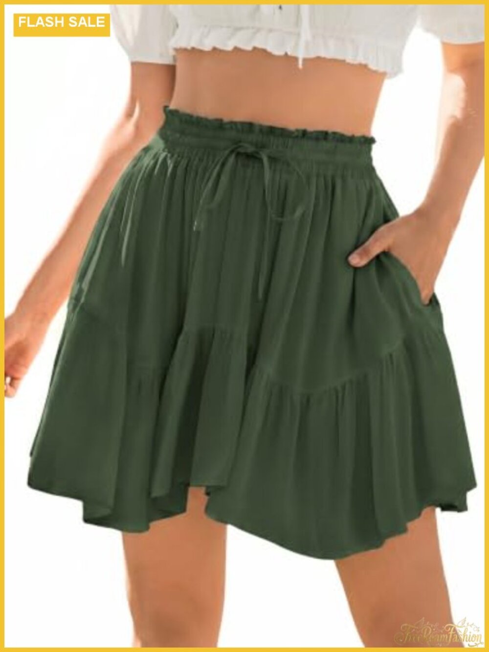 Renaissance Pirate Flowy Mini Skirt with Shorts Lining Tiered Ruffle